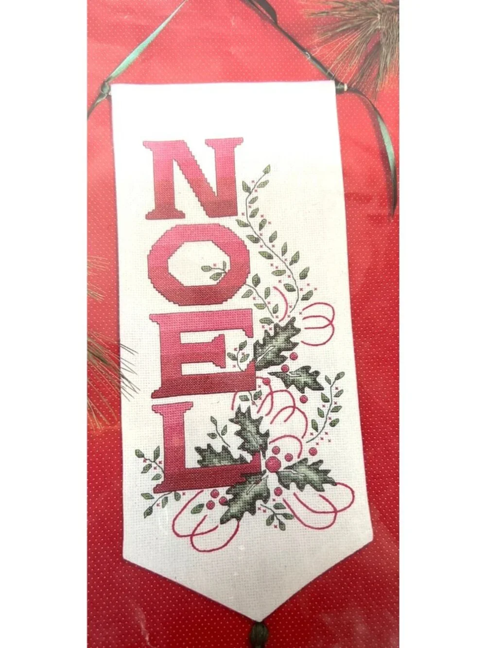 Janlynn Christmas Cross Stitch Noel Banner Kit #50-945 14-Count Aida Fabric Fini